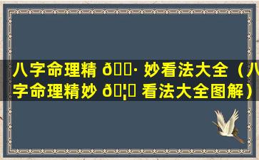 八字命理精 🌷 妙看法大全（八字命理精妙 🦋 看法大全图解）